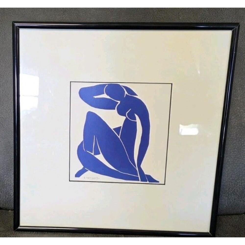 Blue Nude II by Henri Matisse Matted Framed Black Metal